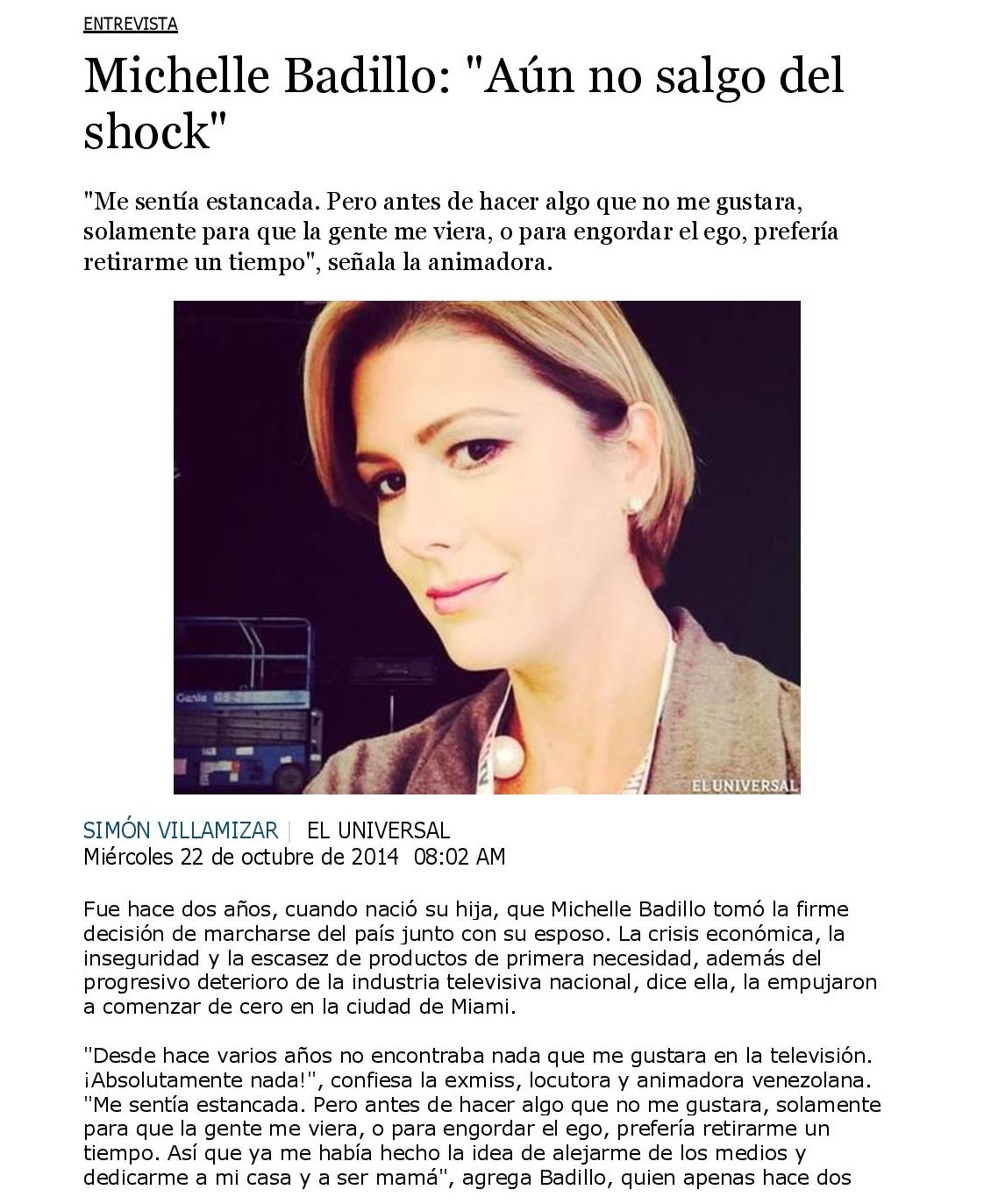 Michelle Badillo: "Aún no salgo del shock" - www.michellebadillo.com